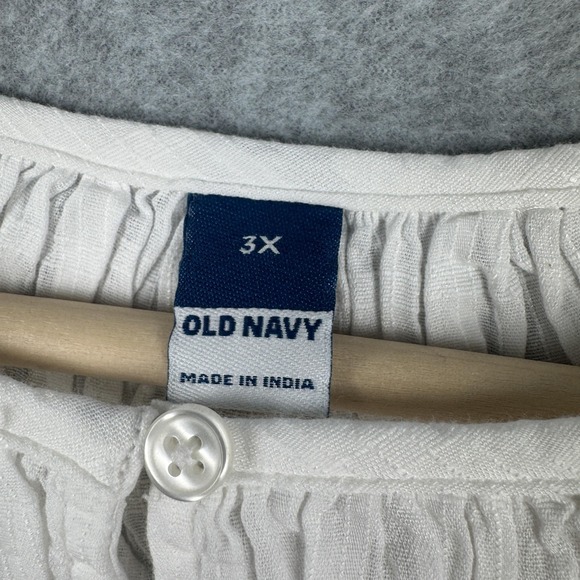 Old Navy Top Womens 3X White Peasant Boho Beachy Keyhole Blouse Cottagecore NEW - Picture 4 of 10